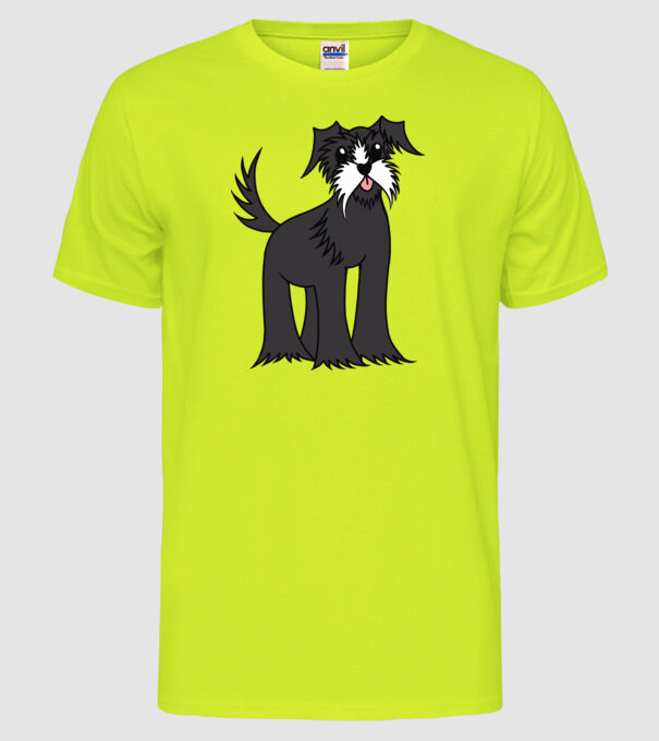 Desen Schnauzer model galben neon pe tricou