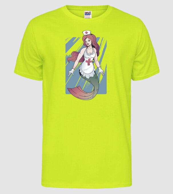 Infirmieră sirenă model galben neon pe tricou