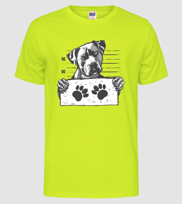 Staffordshire Terrier Închisoare model galben neon pe tricou