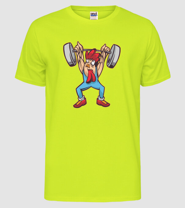 Pui Halterofil model galben neon pe tricou