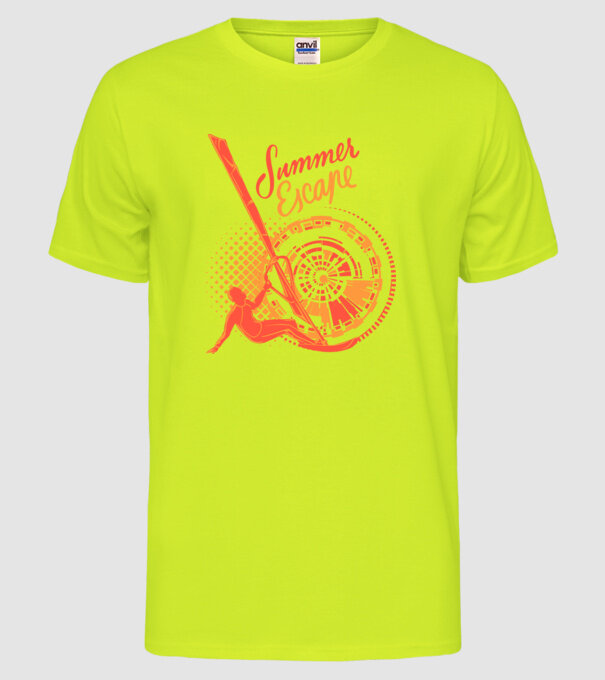 Summer Escape Surf model galben neon pe tricou