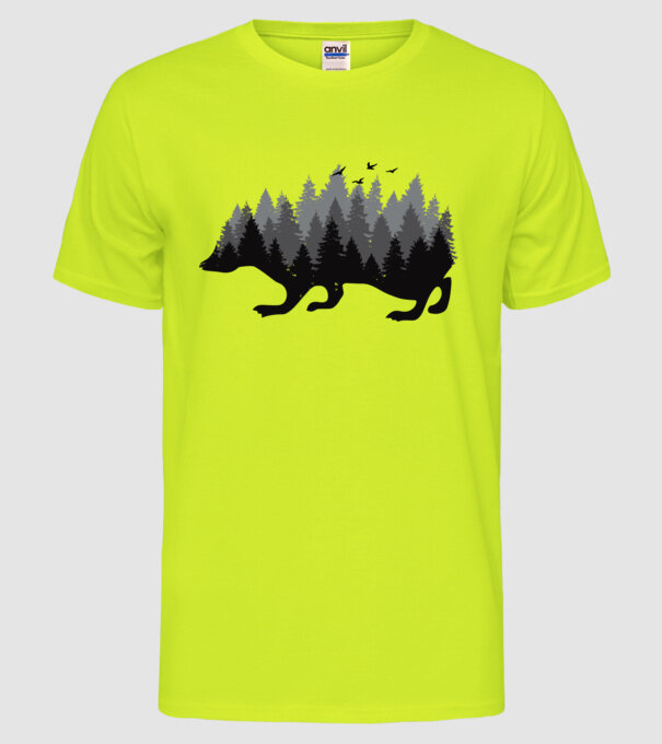 Siluetă Arici model galben neon pe tricou