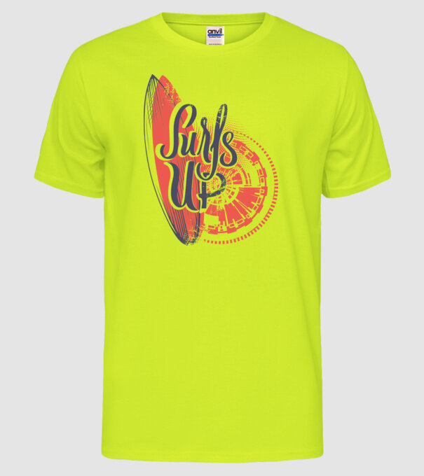 Surfs up model galben neon pe tricou