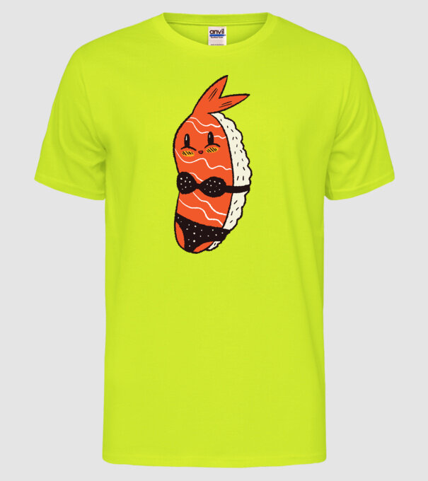Sushi în bikini model galben neon pe tricou