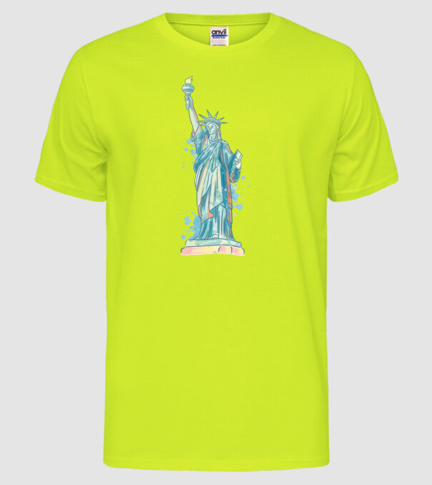Statuia Libertății model galben neon pe tricou