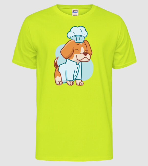 Beagle bucătar model galben neon pe tricou