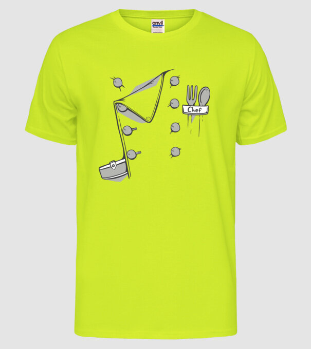 Costum bucătar model galben neon pe tricou