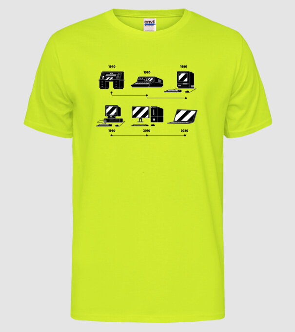 Evoluție Computer model galben neon pe tricou