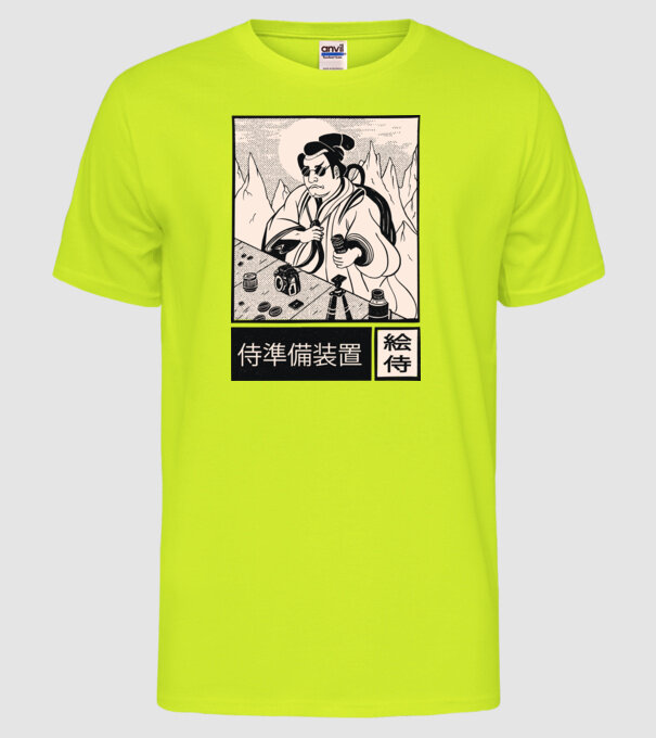 Samurai model galben neon pe tricou