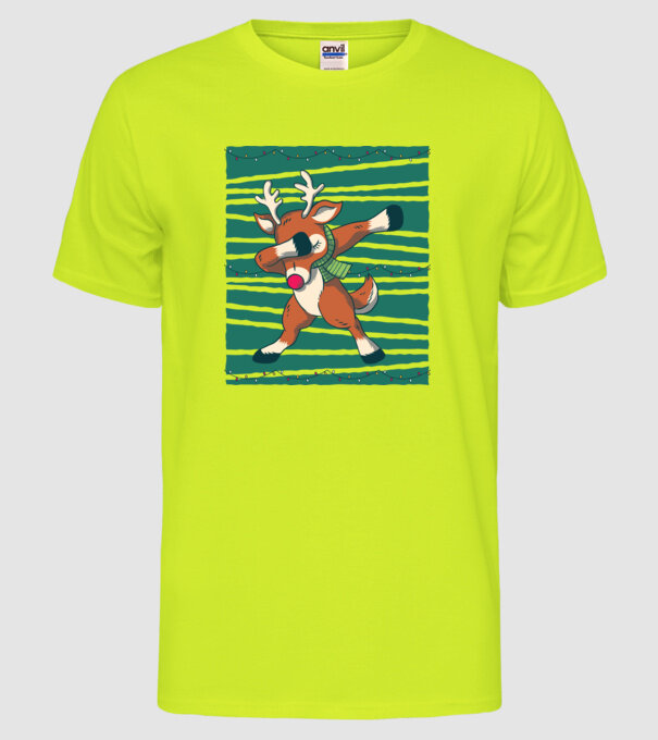Ren DAB Crăciun model galben neon pe tricou
