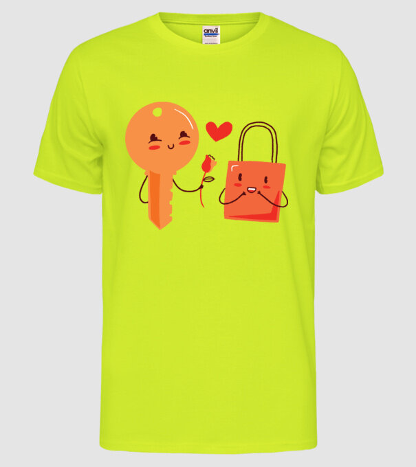 Lacăt Dragoste model galben neon pe tricou