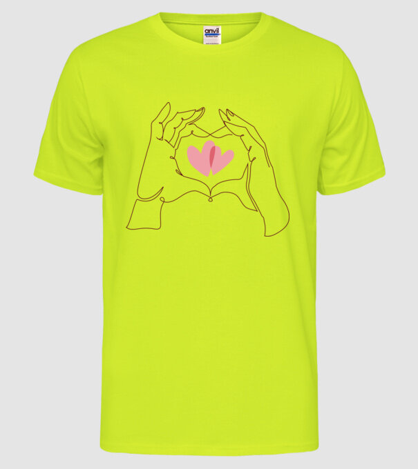 Dragoste Valentine inimă model galben neon pe tricou