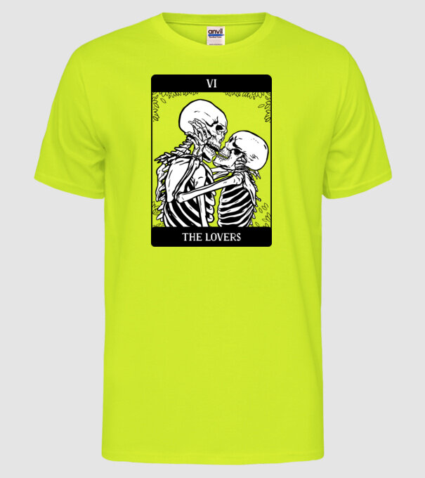 Schelete îndrăgostite model galben neon pe tricou