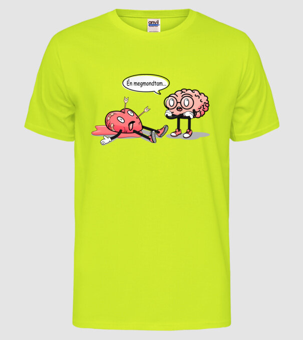 Inimă frântă - Terapie creier vs inimă model galben neon pe tricou