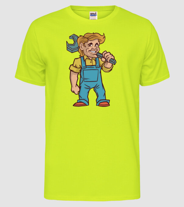 Instalator model galben neon pe tricou