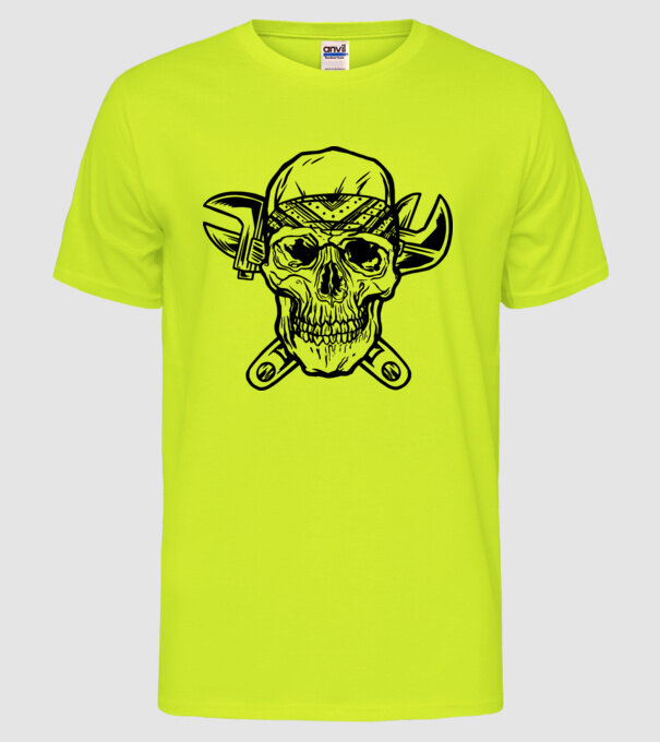 Craniu Instalator model galben neon pe tricou