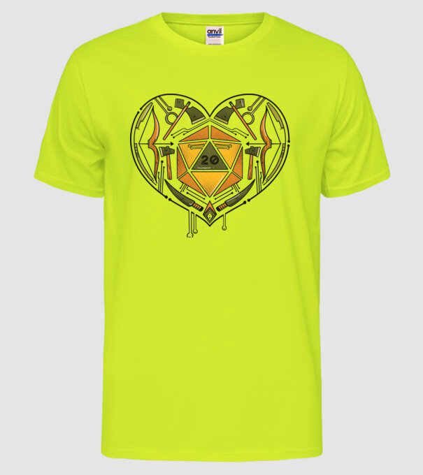 Joc de rol Dragoste model galben neon pe tricou