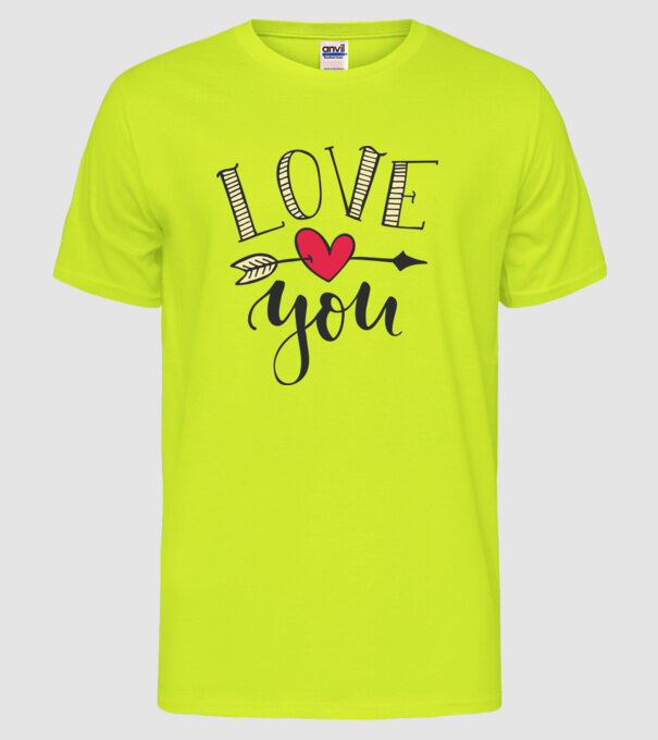 'Te iubesc tricou pentru Valentine''s Day' model galben neon pe tricou