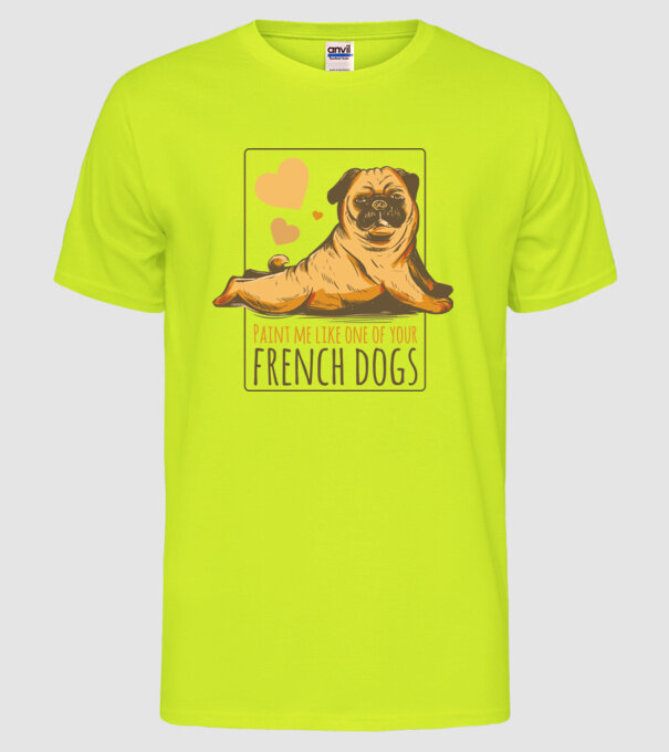 Mops sexy model galben neon pe tricou