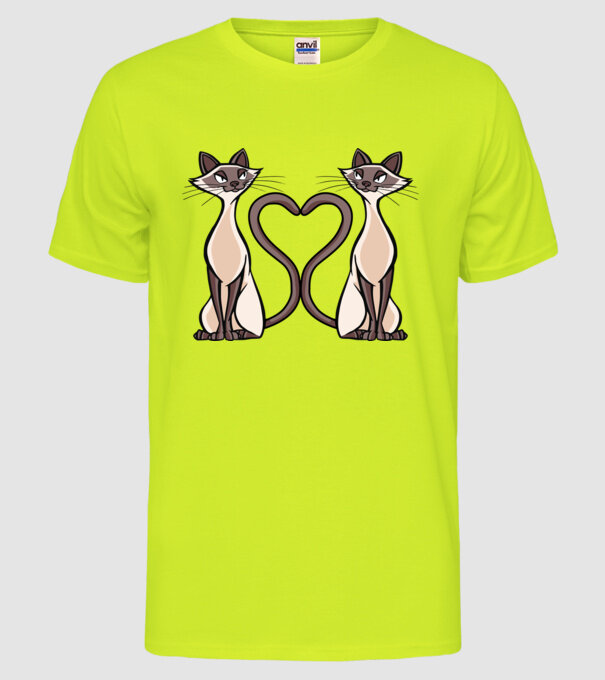 Pisicuțe Siameze model galben neon pe tricou