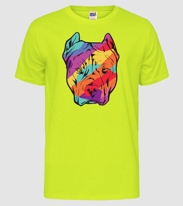 Cap colorat Pitbull model galben neon pe tricou
