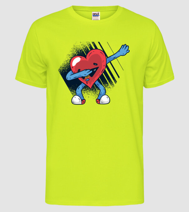 'Inimă DAB Floss Heart tricou amuzant pentru Valentine''s Day' model galben neon pe tricou