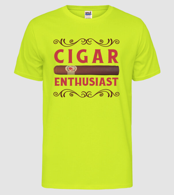 Pasionat de trabucuri model galben neon pe tricou