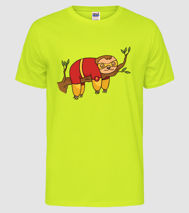 Leneș supererou model galben neon pe tricou