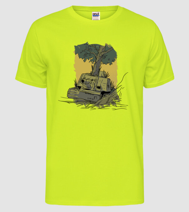 Tanc Copac model galben neon pe tricou