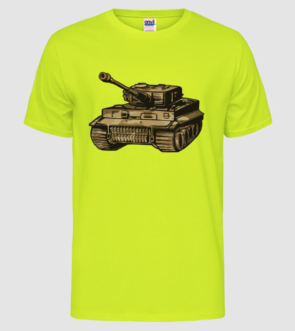 Tanc Mașină de luptă model galben neon pe tricou