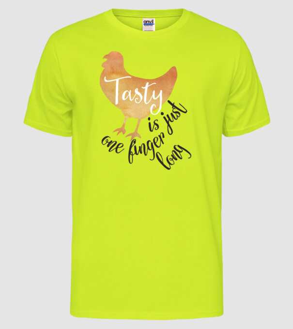 Tasty is just one finger long model galben neon pe tricou