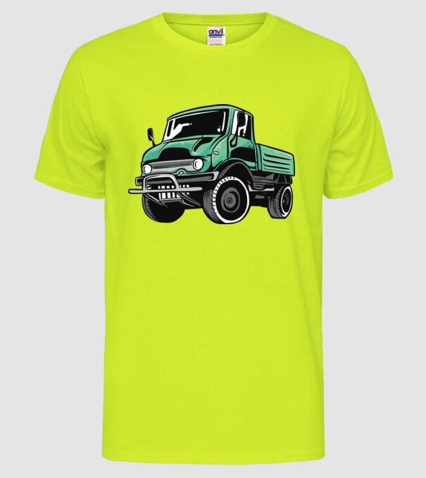 Camion model galben neon pe tricou