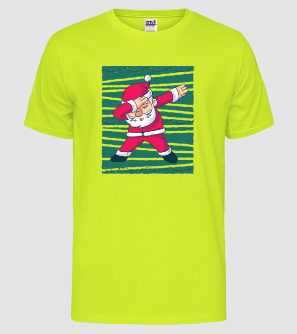 Moș Crăciun DAB Crăciun model galben neon pe tricou