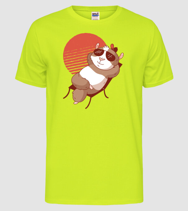 Porcușor de Guineea Relax model galben neon pe tricou