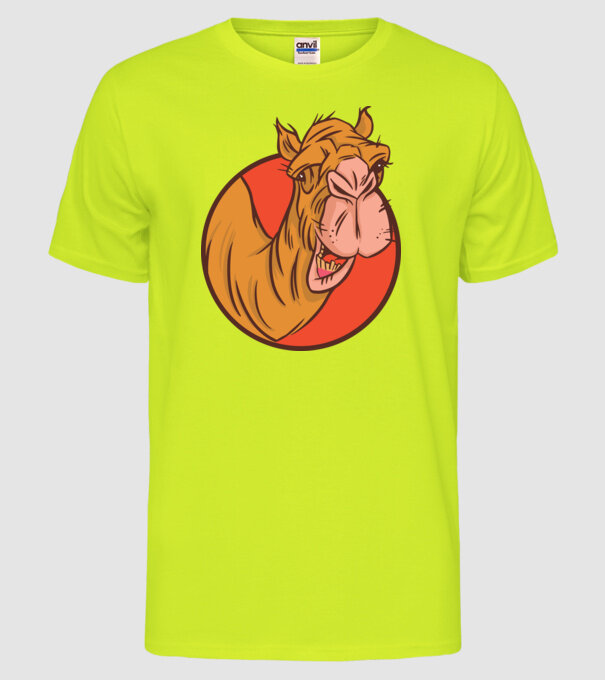 Cămilă model galben neon pe tricou