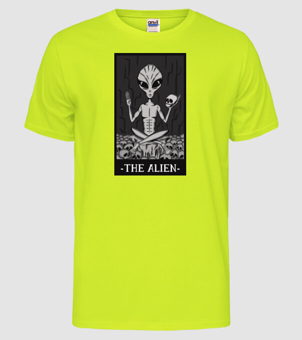 Extraterestru - Carte de tarot model galben neon pe tricou