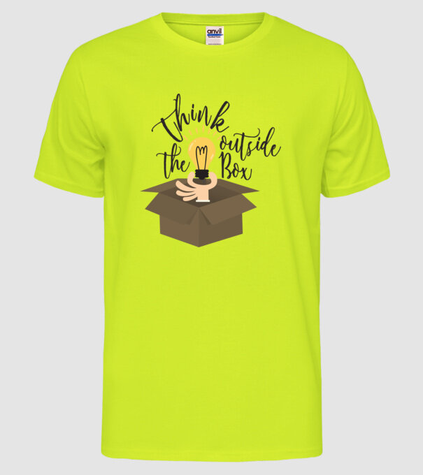 Think outside of the box model galben neon pe tricou