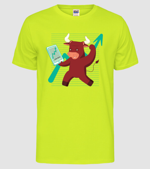 Taur Bursa de valori model galben neon pe tricou
