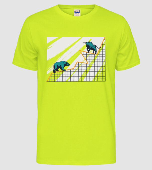 Bursa de Valori Taur vs Urs model galben neon pe tricou