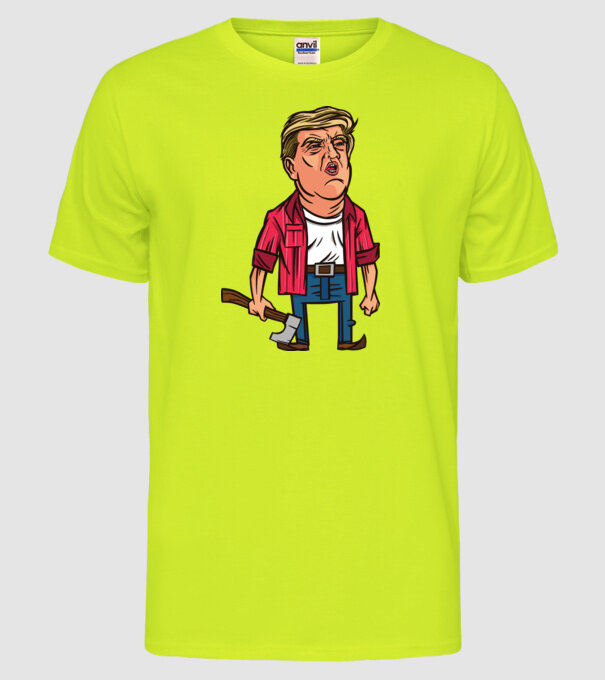 Trump tăietor de lemne model galben neon pe tricou