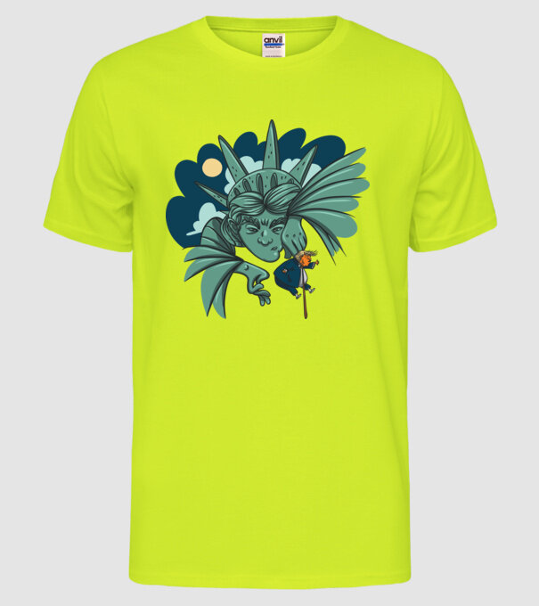 Trump a dat afară Statuia Libertății model galben neon pe tricou