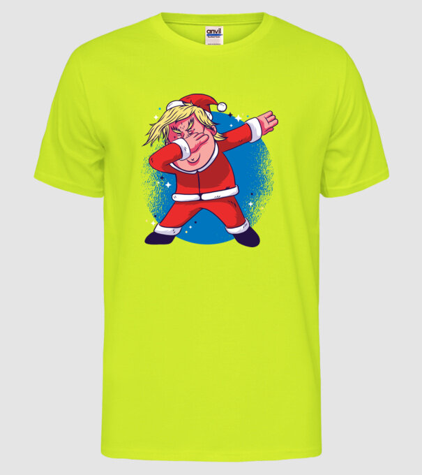 Trump Moș Crăciun dans DAB model galben neon pe tricou