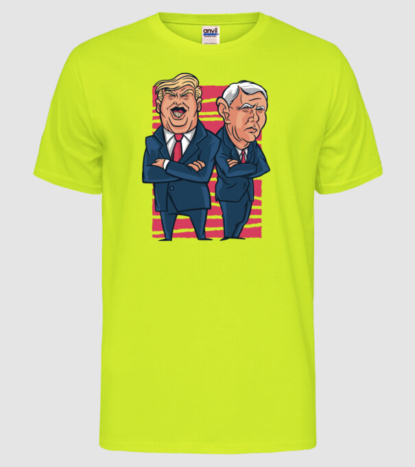 Trump Pence USA model galben neon pe tricou