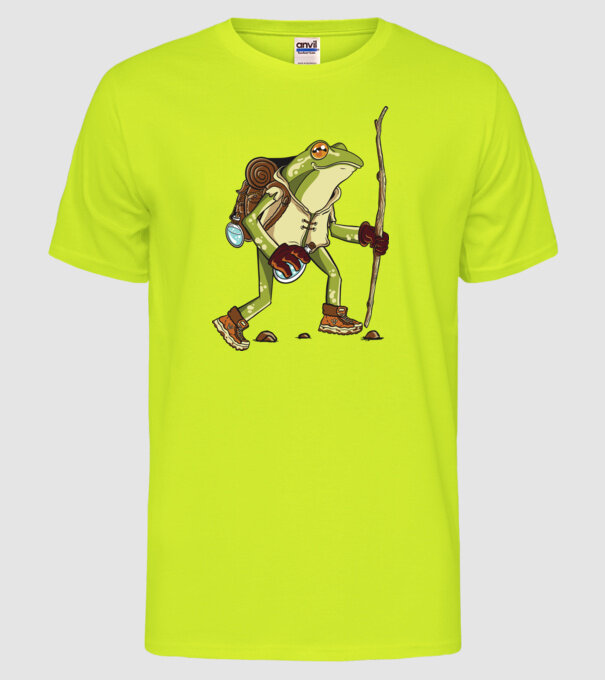 Broască în drumeție model galben neon pe tricou