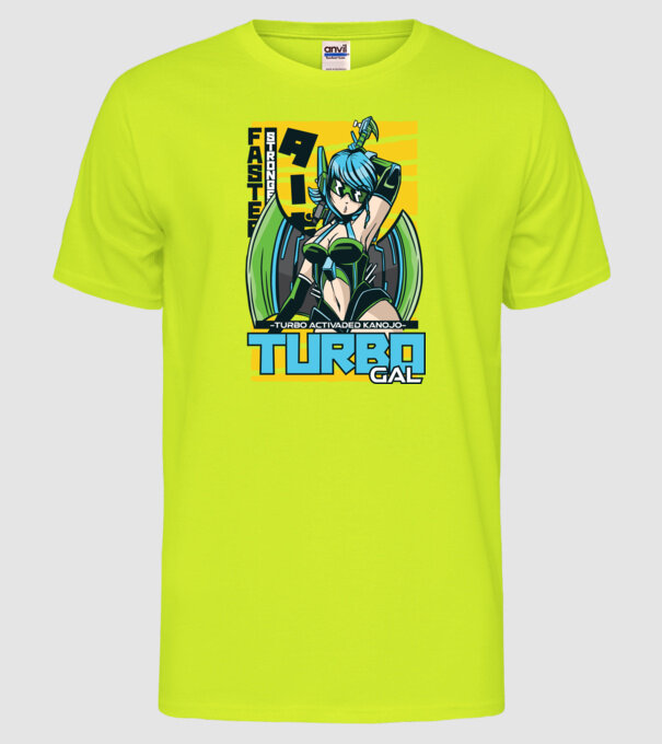 Turbo Gal Anime model galben neon pe tricou
