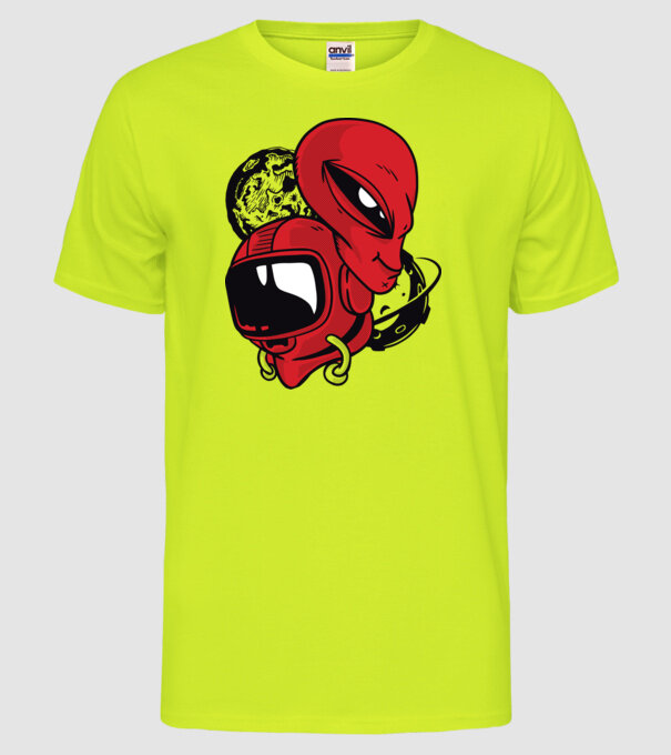 OZN Astronaut model galben neon pe tricou