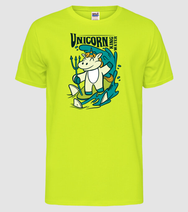 Unicorn regele apelor model galben neon pe tricou