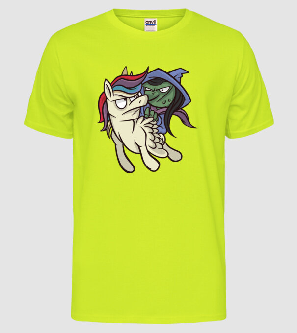 Unicorn vrăjitoare model galben neon pe tricou
