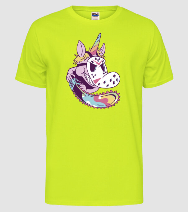 Unicorn Mască Jason Halloween model galben neon pe tricou