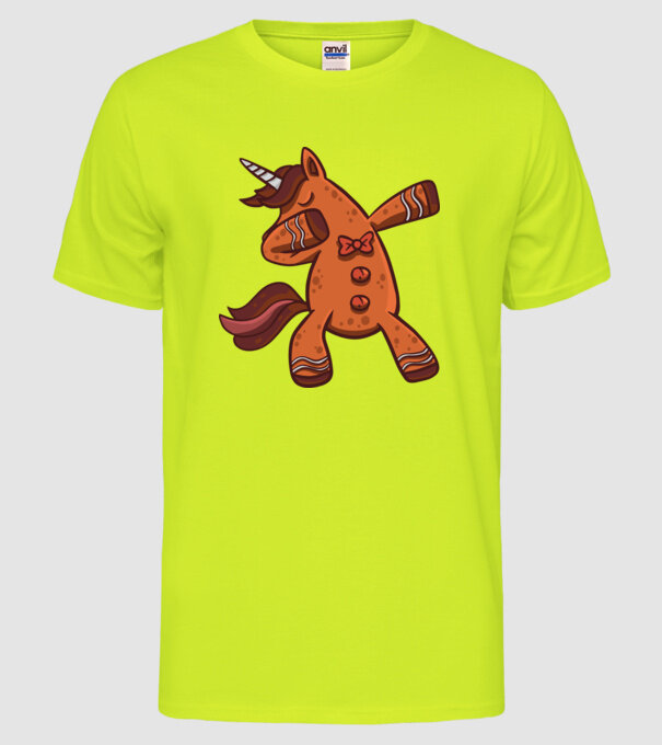 Unicorn turtă dulce DAB model galben neon pe tricou